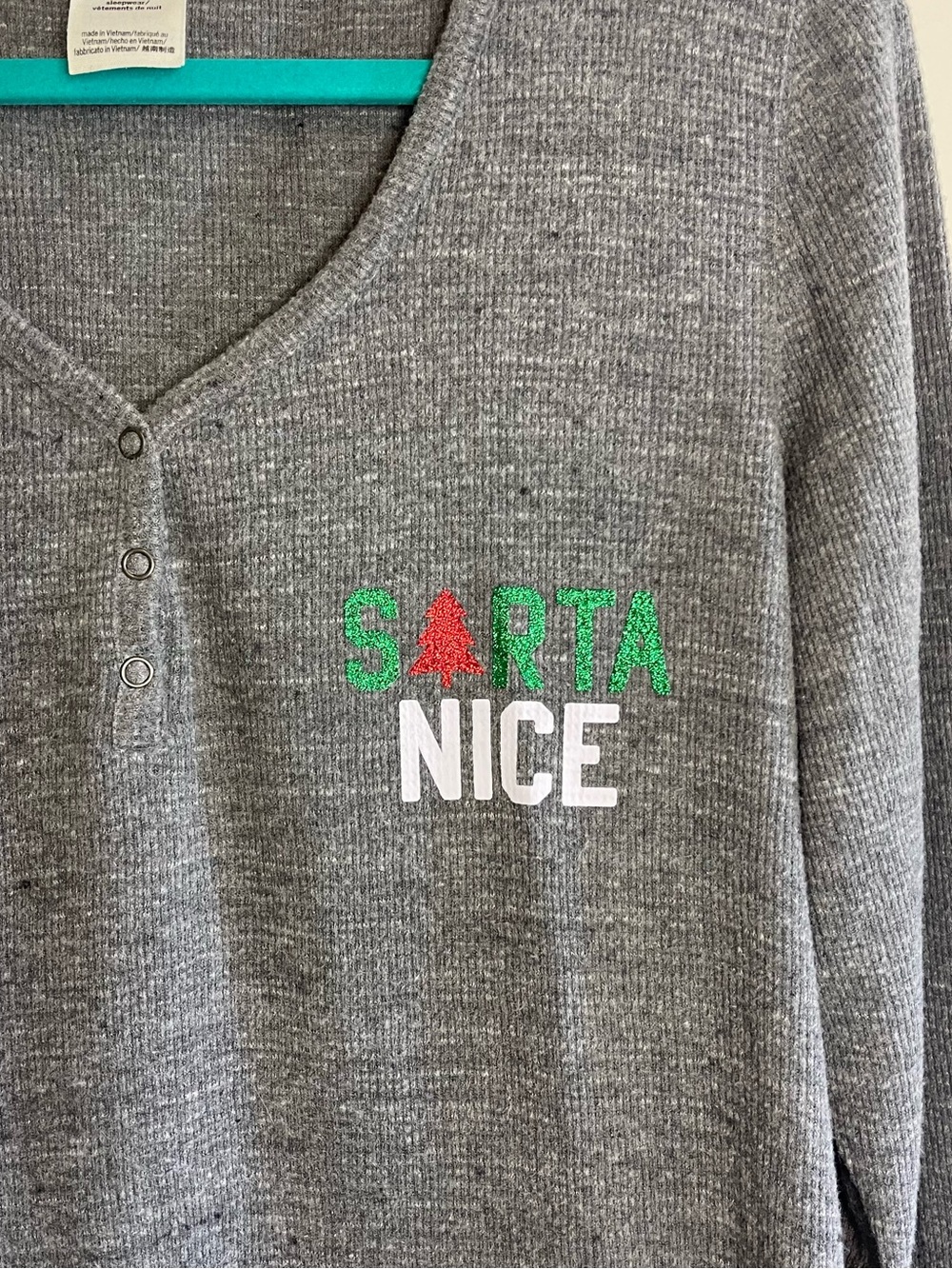 Victoria's Secret PINK Sleep Shirt Santa Nice Sorta Naughty Xmas Size Large - Picture 4 of 11